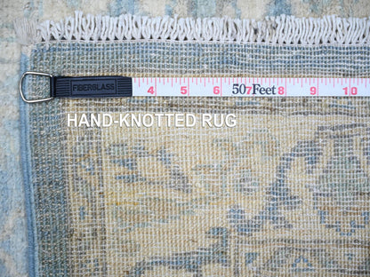 Blue 2'5" x 18'10" Oushak And Peshawar Hand knotted Wool Rug - Sku: O073808