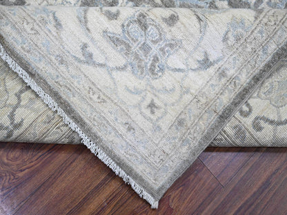 Peshawar Oushak hand-knotted wool rug in Gray & Ivory, 8'1" x 9'8" — SKU O073826 (view 6)