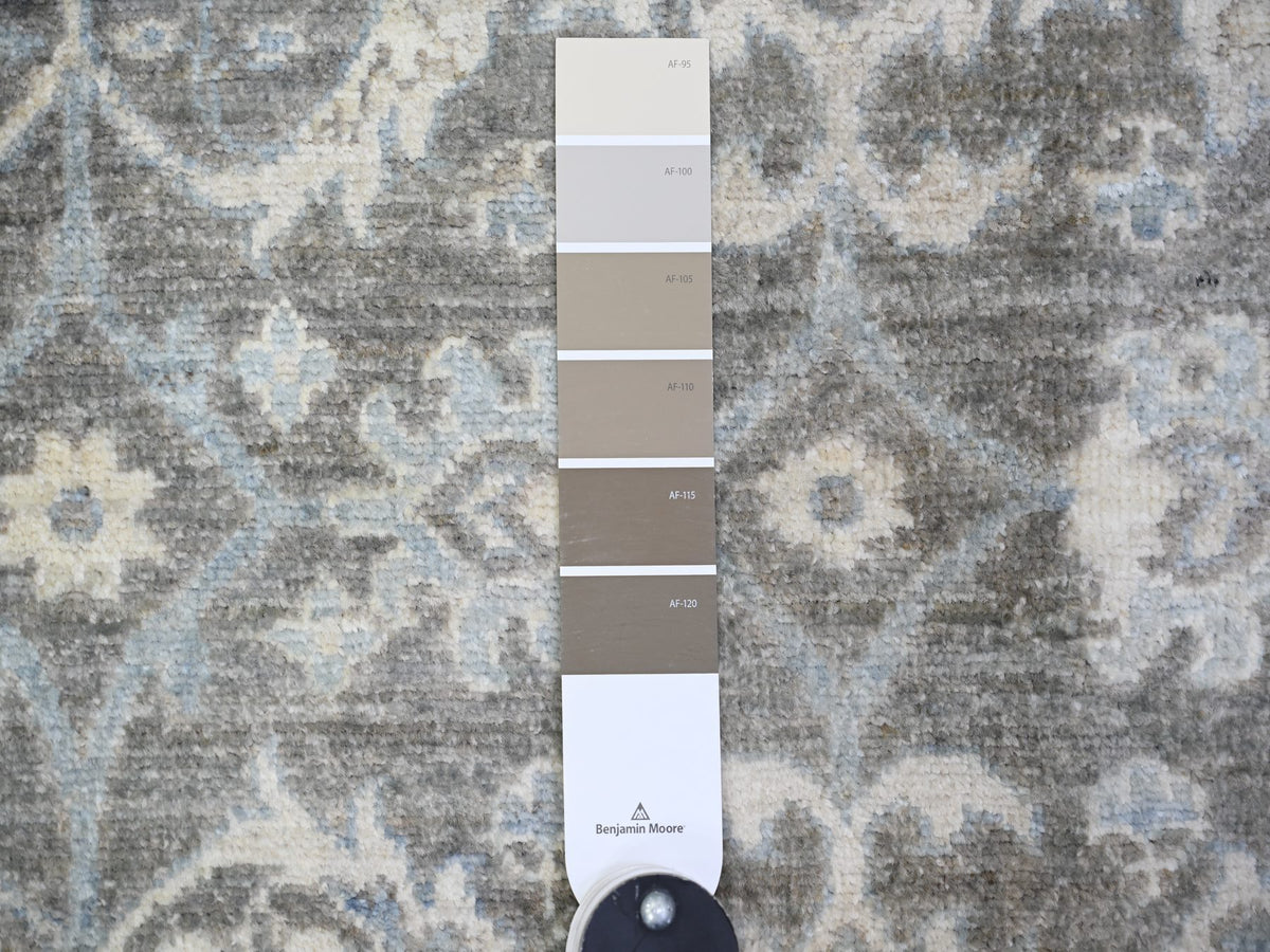 Peshawar Oushak hand-knotted wool rug in Gray & Ivory, 8'1" x 9'8" — SKU O073826 (view 7)