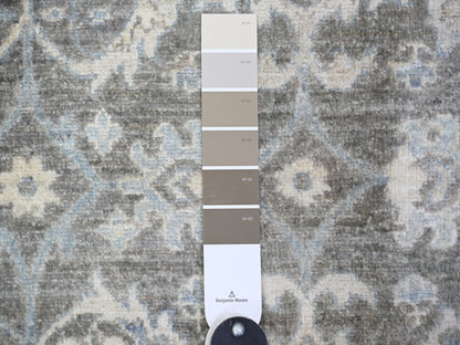 Peshawar Oushak hand-knotted wool rug in Gray & Ivory, 8'1" x 9'8" — SKU O073826 (view 7)