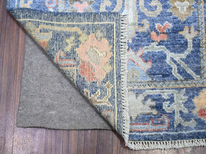 Blue 2'9" x 15'8" Oushak And Peshawar Hand knotted Wool Rug - Sku: O073852