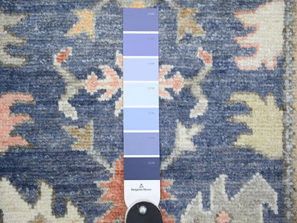 Blue 2'9" x 15'8" Oushak And Peshawar Hand knotted Wool Rug - Sku: O073852