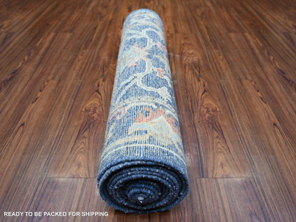 Blue 2'9" x 15'8" Oushak And Peshawar Hand knotted Wool Rug - Sku: O073852