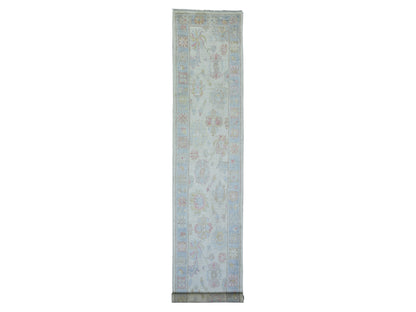 Beige 2'10" x 16'0" Oushak And Peshawar Hand knotted Wool Rug - Sku: O073854