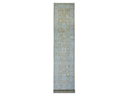 Brown 2'7" x 15'0" Oushak / Peshawar Hand knotted Wool Rug - Sku: O073866