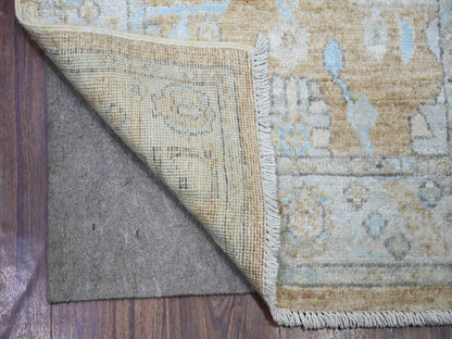 Brown 2'7" x 15'0" Oushak / Peshawar Hand knotted Wool Rug - Sku: O073866