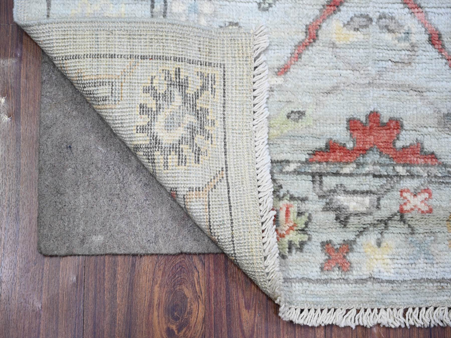 Blue 3'0" x 9'5" Oushak / Peshawar Hand knotted Wool Rug - Sku: O073869