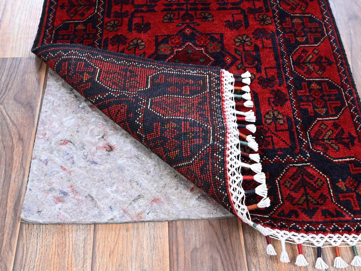 Tribal Tribal & Geometric hand-knotted wool runner in Red, 1'9" x 4'10" — SKU O0738 (view 3)