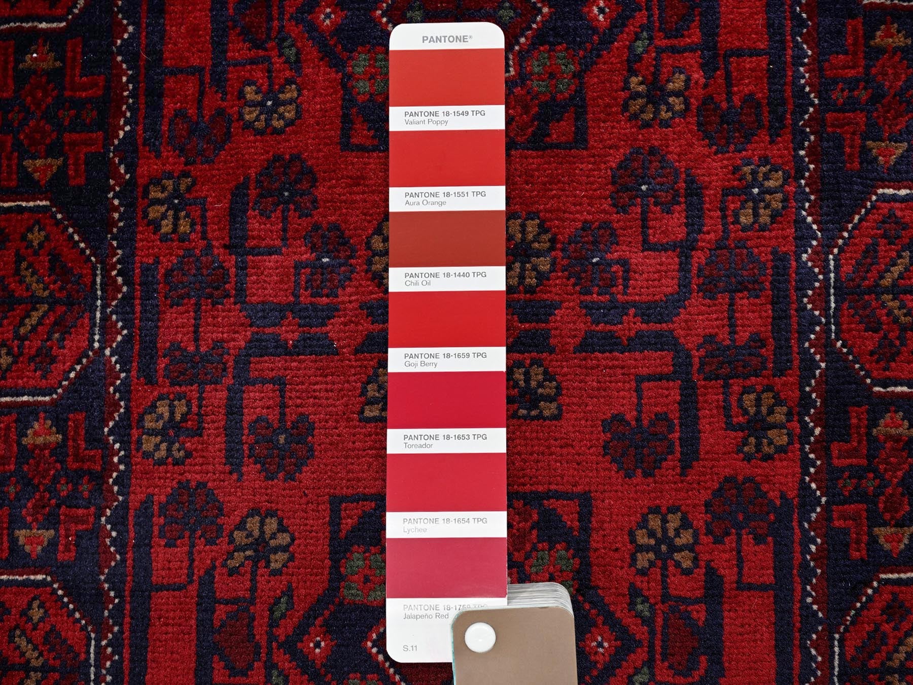 Tribal Tribal & Geometric hand-knotted wool runner in Red, 1'9" x 4'10" — SKU O0738 (view 4)