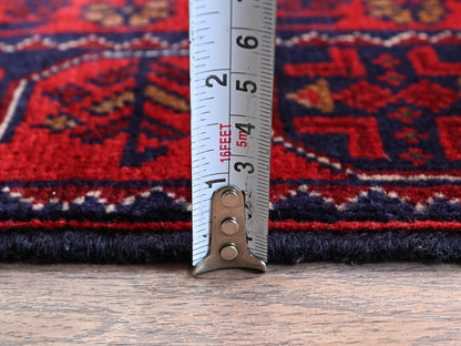 Tribal Tribal & Geometric hand-knotted wool runner in Red, 1'9" x 4'10" — SKU O0738 (view 6)