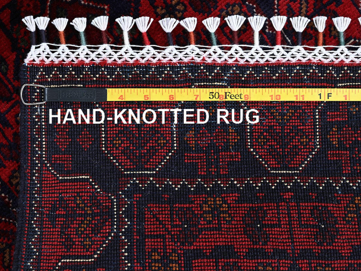 Tribal Tribal & Geometric hand-knotted wool runner in Red, 1'9" x 4'10" — SKU O0738 (view 7)