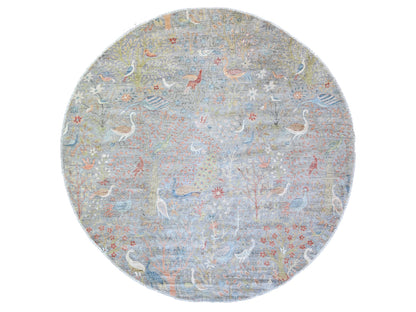 Grey 10'0" x 10'0" Oushak And Peshawar Hand knotted Wool Rug - Sku: O073926