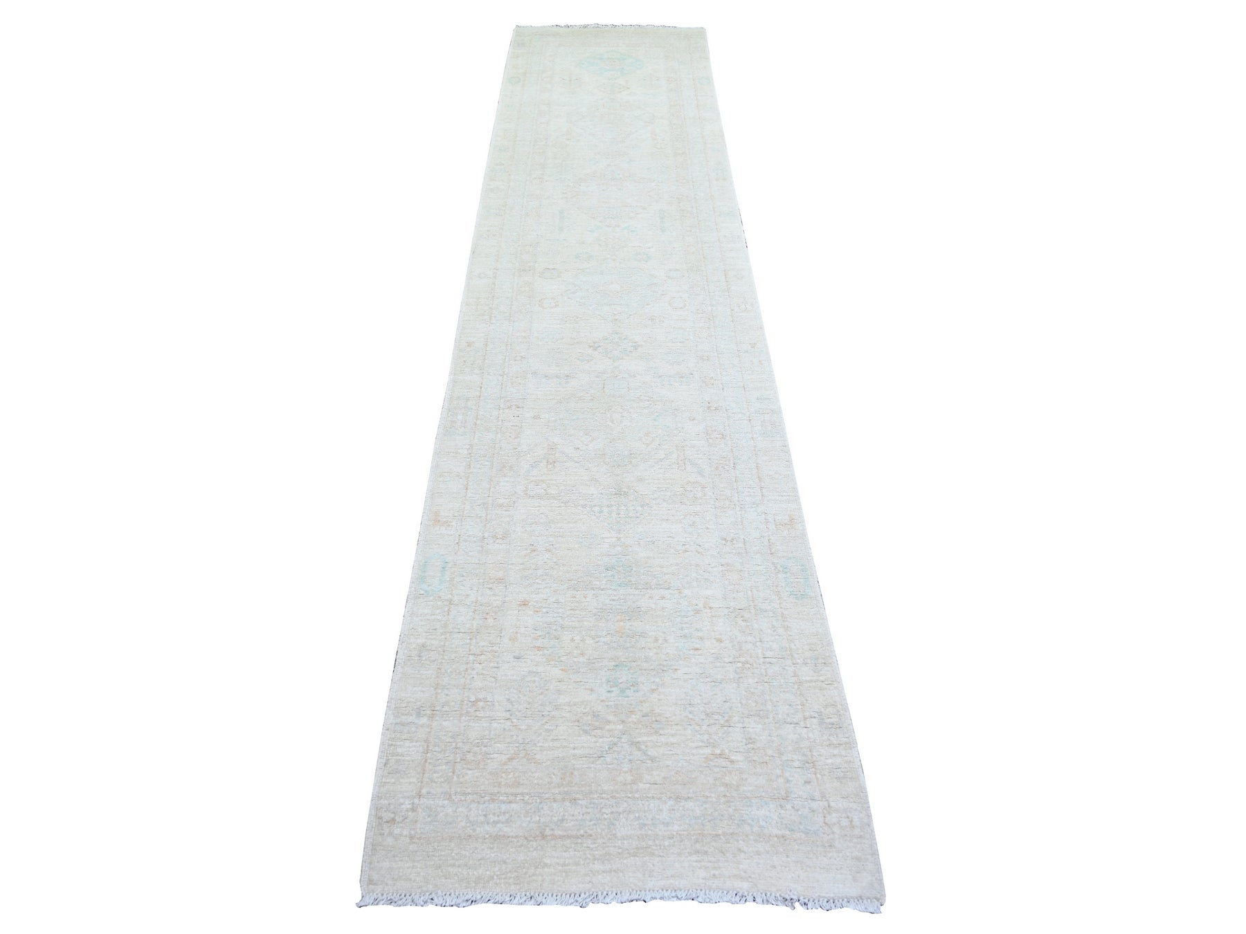 Peshawar Oushak hand-knotted wool runner in Ivory, 2'7" x 11'3" — SKU O073944