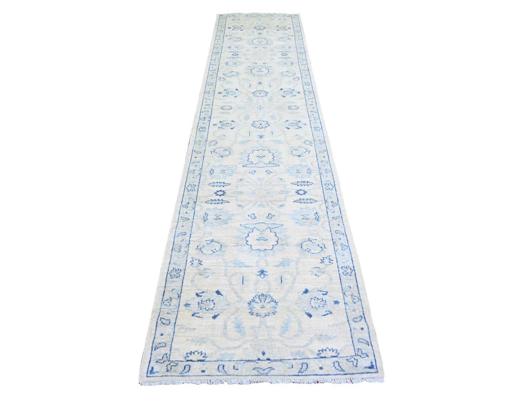 Peshawar Oushak hand-knotted wool runner in Ivory, 2'9" x 11'9" — SKU O073945