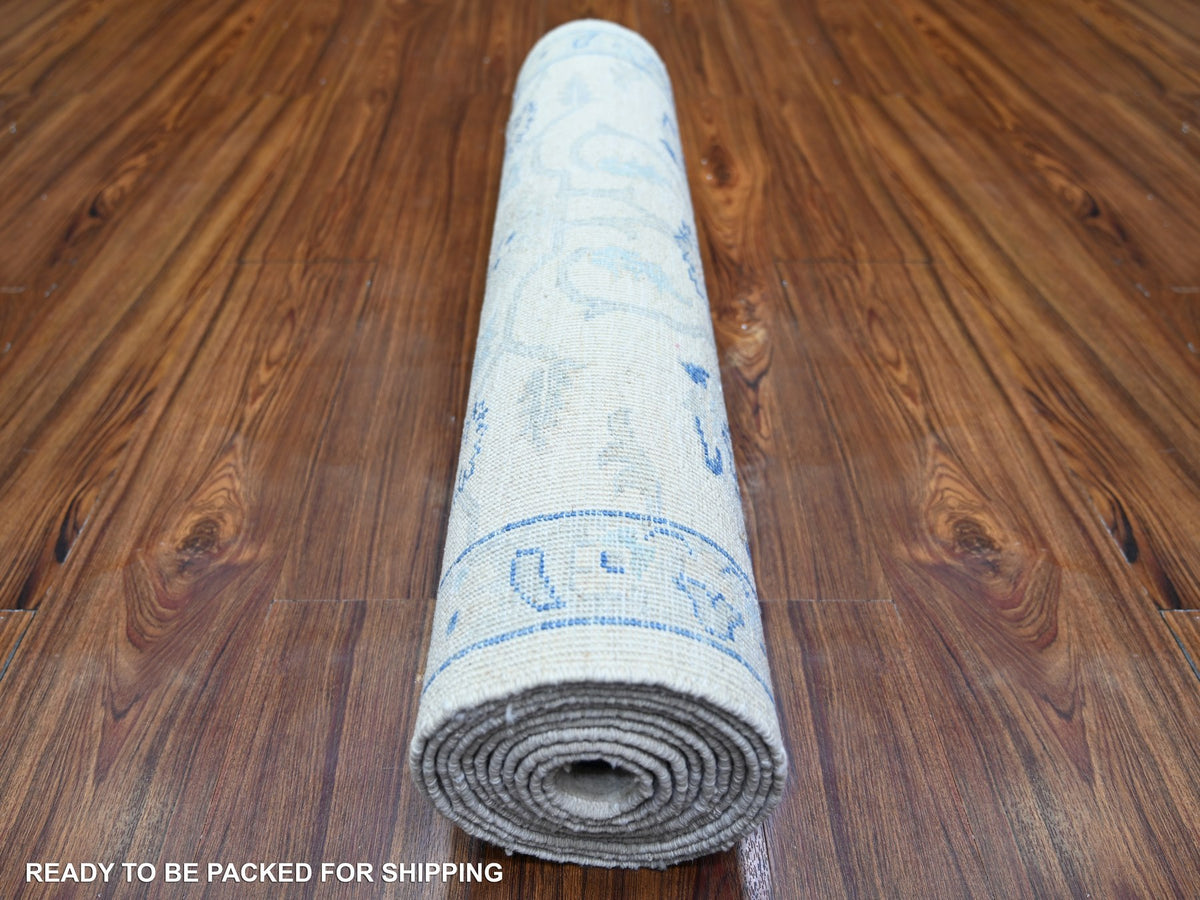 Peshawar Oushak hand-knotted wool runner in Ivory, 2'9" x 11'9" — SKU O073945 (view 4)