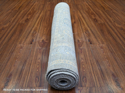 Peshawar Oushak hand-knotted wool runner in Gray, 3'10" x 11'9" — SKU O073955 (view 4)