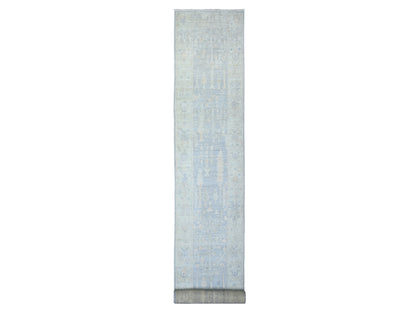 Oushak Oushak hand-knotted wool runner in Gray & Light Blue, 2'8" x 19'2" — SKU O073992