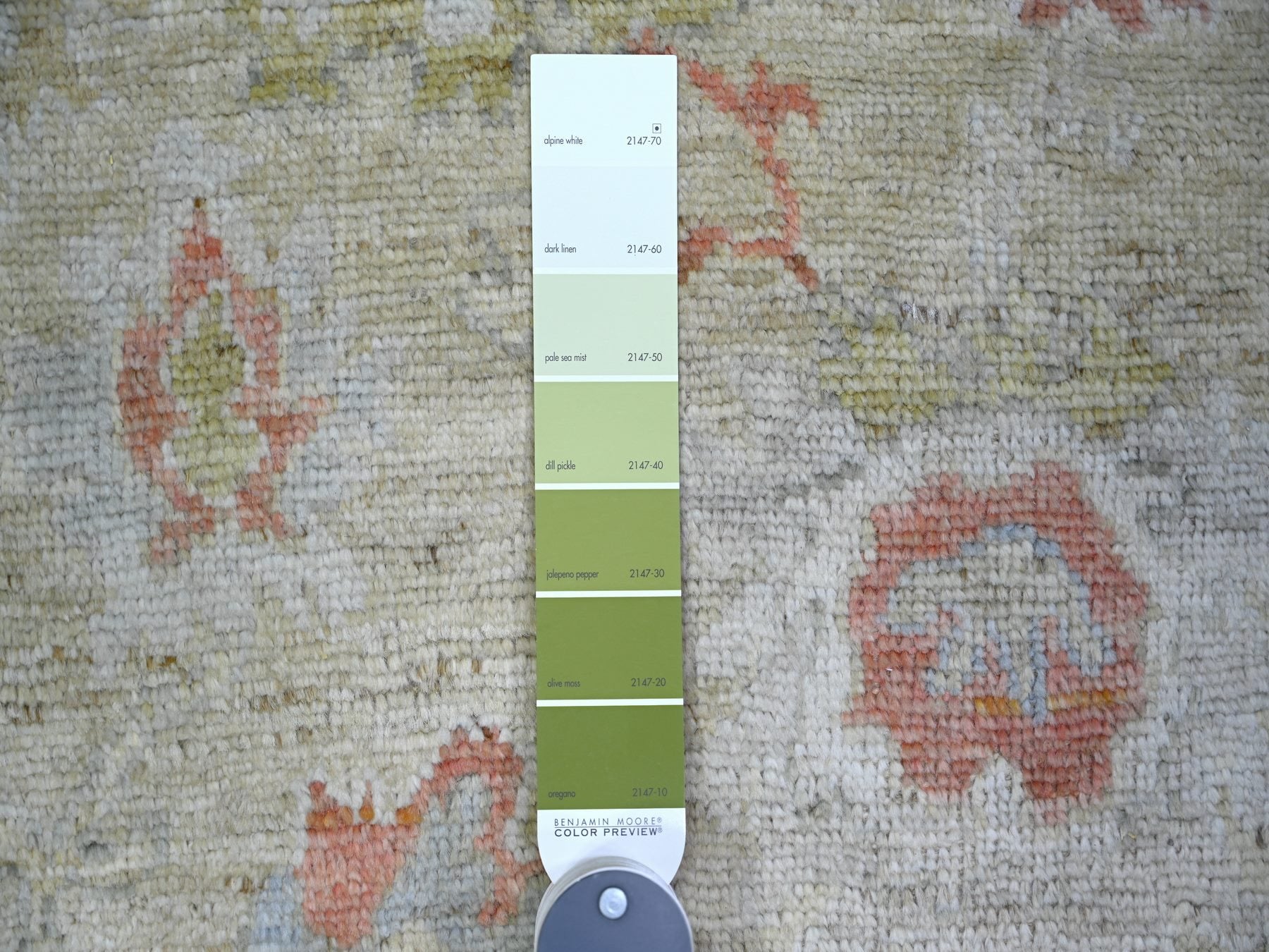 Oushak Oushak hand-knotted wool runner in Green & Ivory, 3' x 16' — SKU O073993 (view 3)