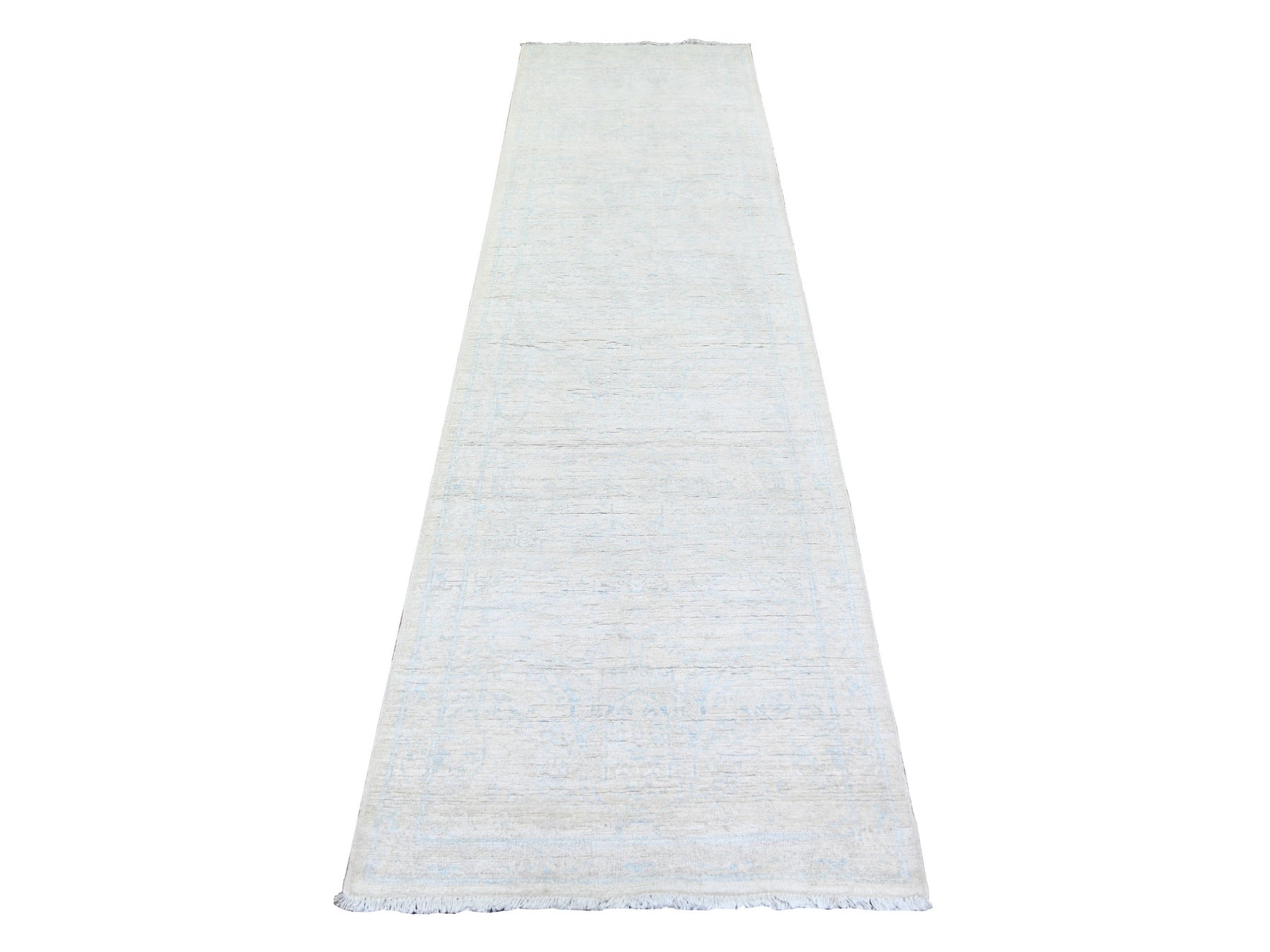 Ivory 2'8" x 9'7" Oushak / Peshawar Hand knotted Wool Rug - Sku: O074054