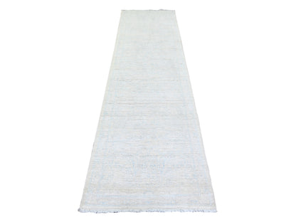 Ivory 2'8" x 9'7" Oushak And Peshawar Hand knotted Wool Rug - Sku: O074054