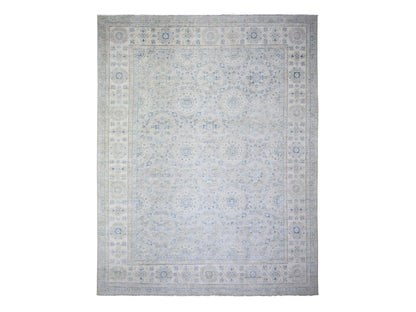 Peshawar Oushak hand-knotted wool rug in Ivory, 11'9" x 14'8" — SKU O074056