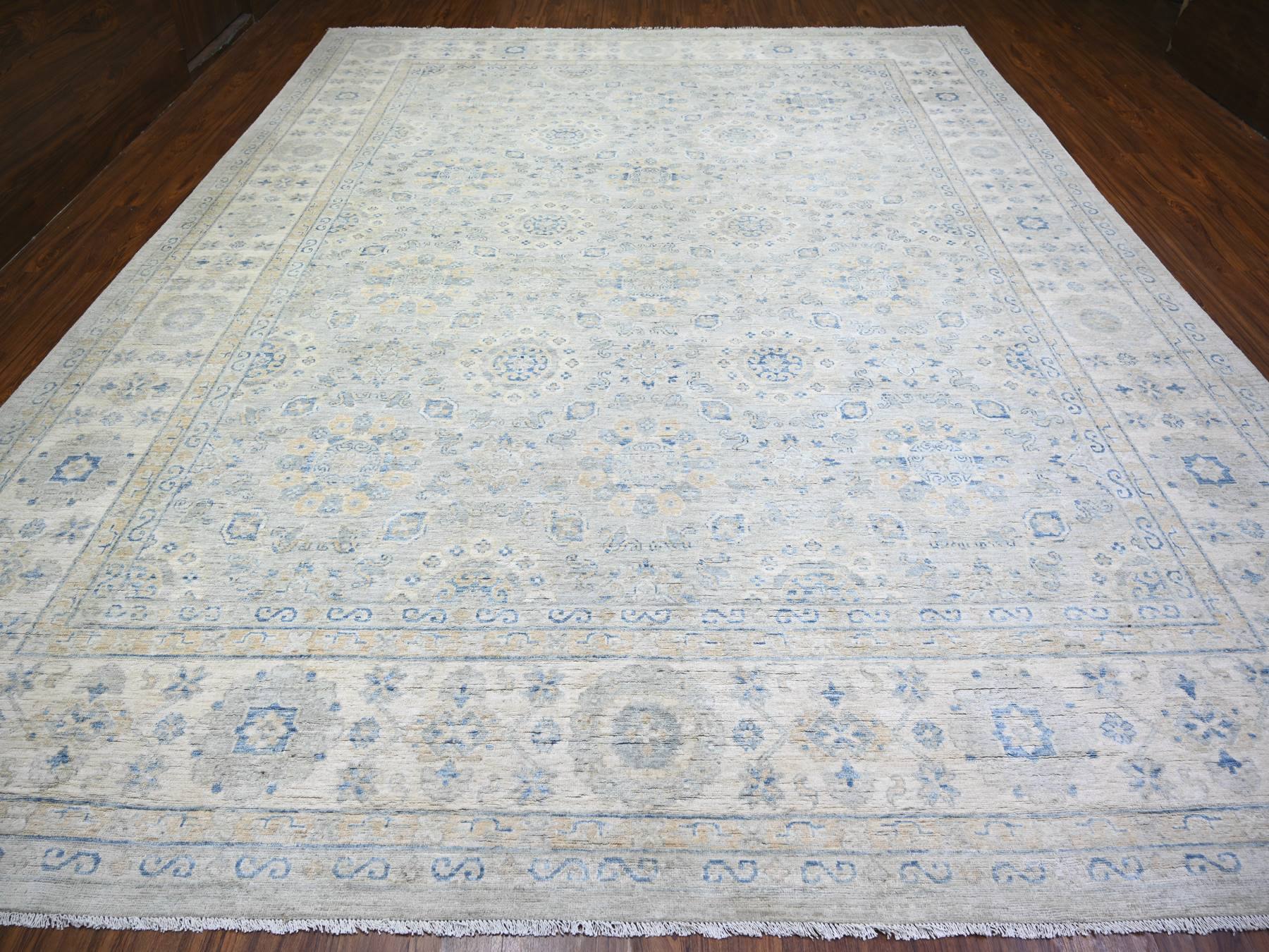 Peshawar Oushak hand-knotted wool rug in Ivory, 11'9" x 14'8" — SKU O074056 (view 2)