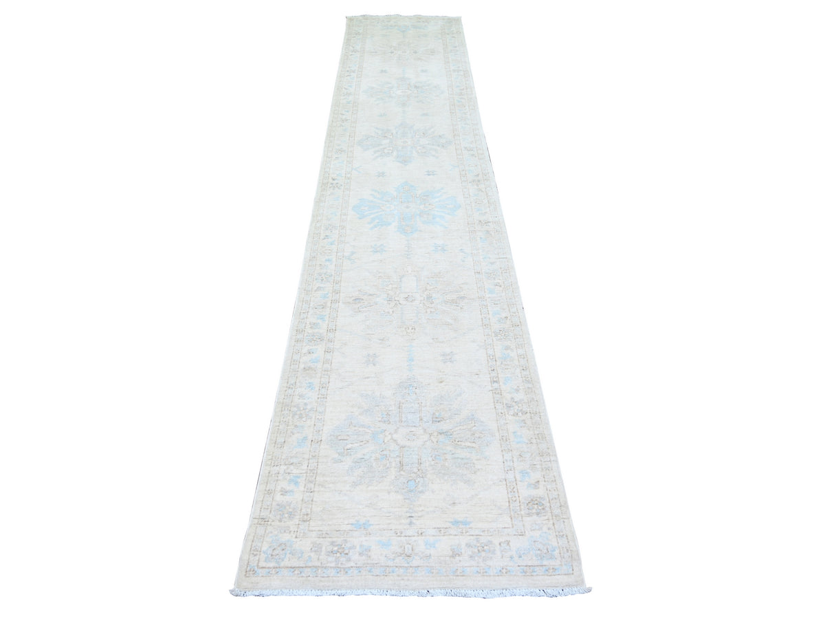 Peshawar Oushak hand-knotted wool runner in Ivory, 2'4" x 11'7" — SKU O074069