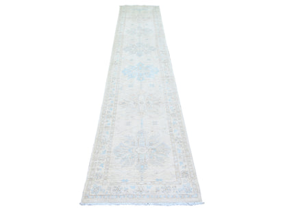 Peshawar Oushak hand-knotted wool runner in Ivory, 2'4" x 11'7" — SKU O074069