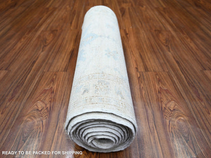 Peshawar Oushak hand-knotted wool runner in Ivory, 2'4" x 11'7" — SKU O074069 (view 4)