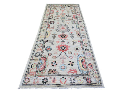 Oushak Oushak hand-knotted wool runner in Gray, 4'1" x 9'6" — SKU O074073