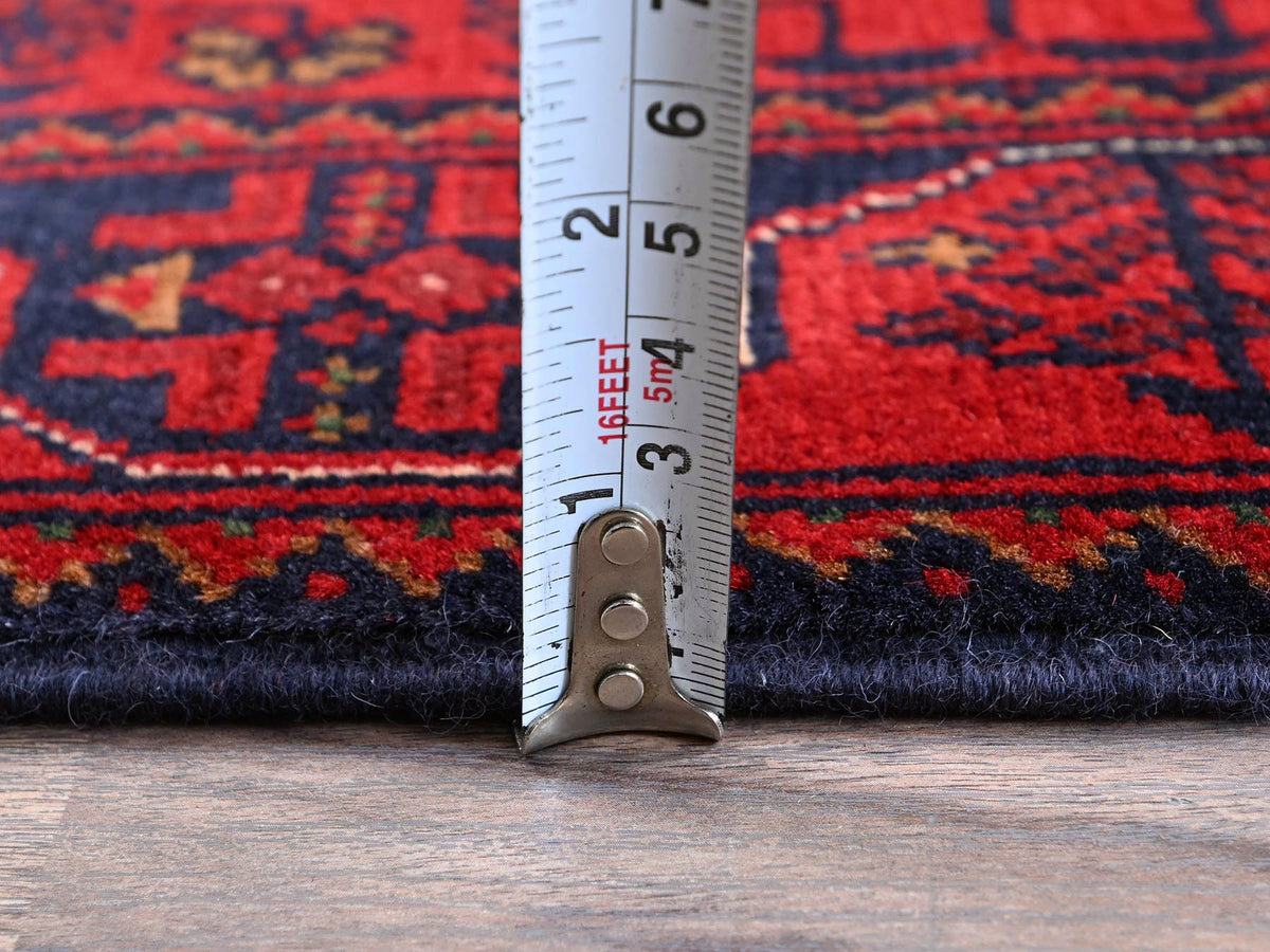 Tribal & Geometric hand-knotted wool runner in Red, 1'9" x 4'9" — SKU O0740 (view 6)