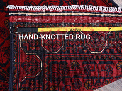 Tribal & Geometric hand-knotted wool runner in Red, 1'9" x 4'9" — SKU O0740 (view 7)