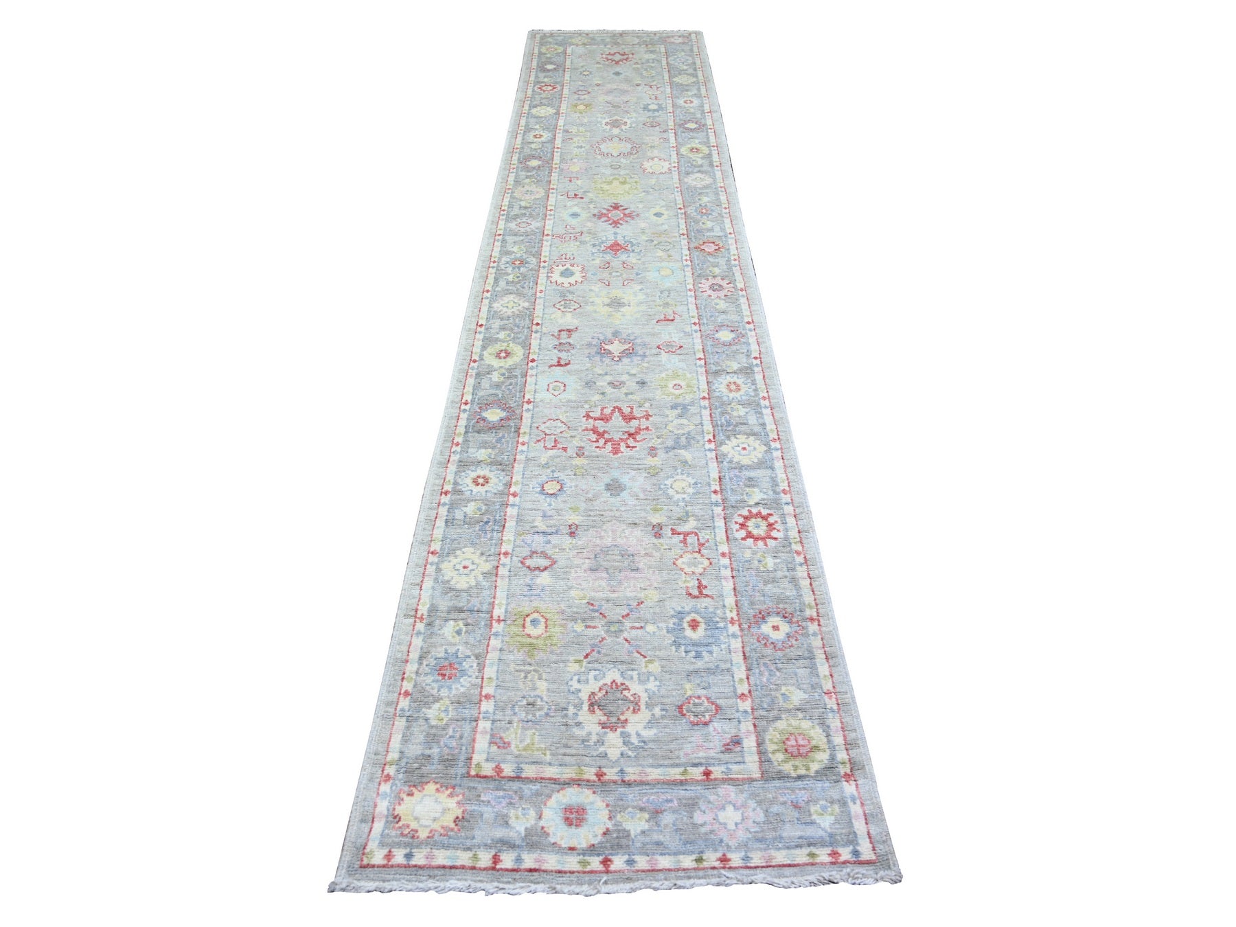 Oushak Oushak hand-knotted wool runner in Gray, 2'9" x 13'7" — SKU O074107