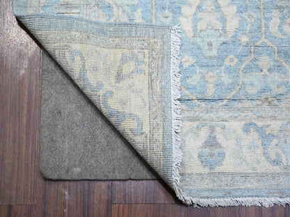 Blue 2'8" x 15'2" Oushak And Peshawar Hand knotted Wool Rug - Sku: O074133