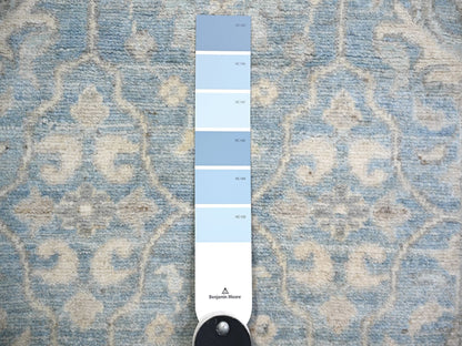 Blue 2'8" x 15'2" Oushak And Peshawar Hand knotted Wool Rug - Sku: O074133