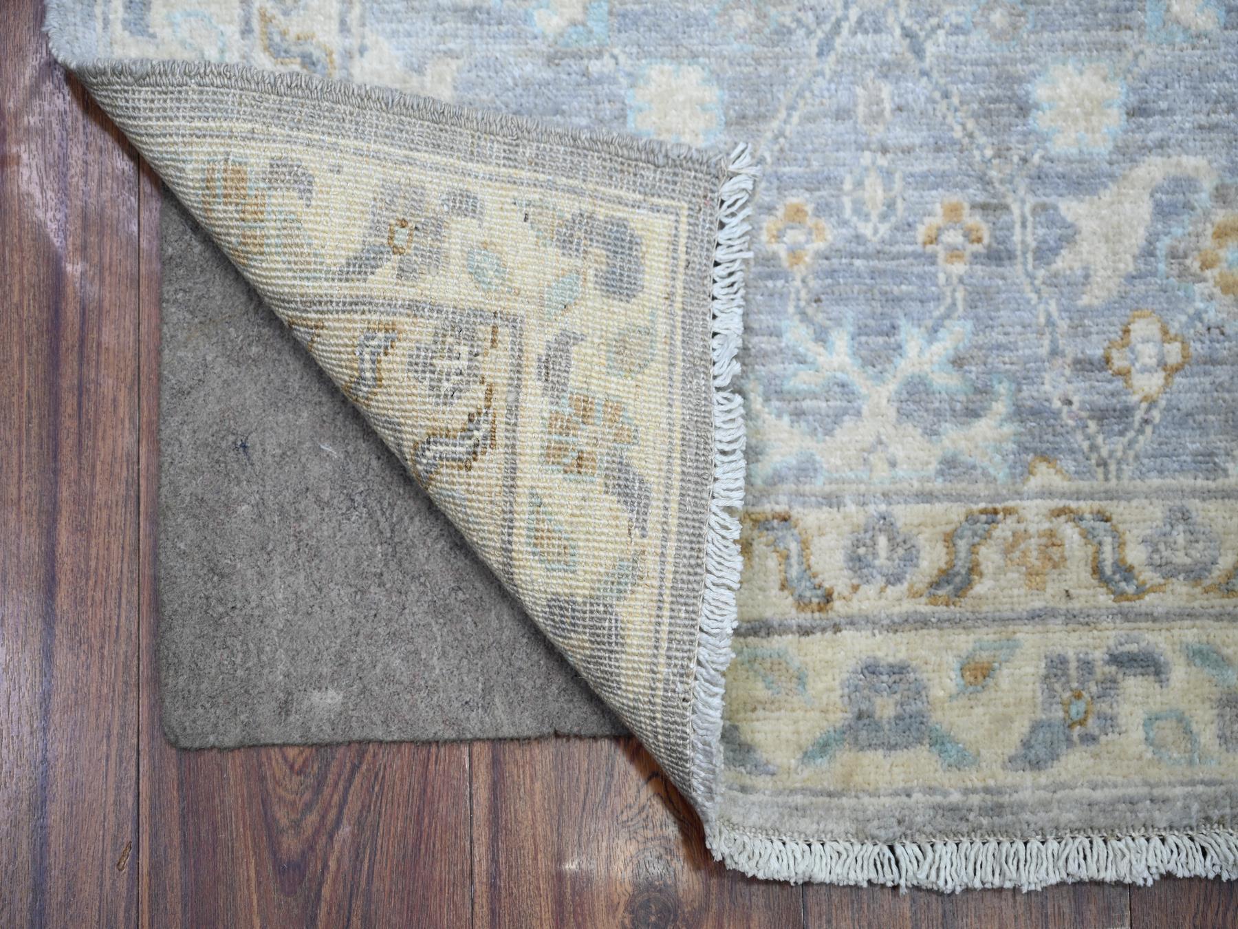 Blue 2'7" x 9'6" Oushak / Peshawar Hand knotted Wool Rug - Sku: O074135