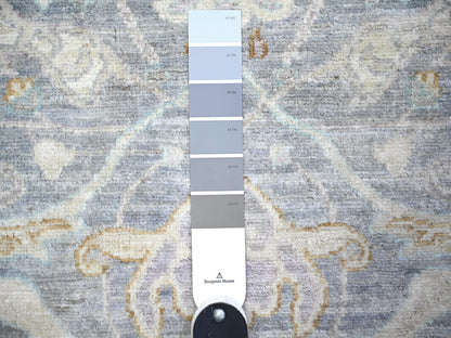 Blue 2'7" x 9'6" Oushak And Peshawar Hand knotted Wool Rug - Sku: O074135