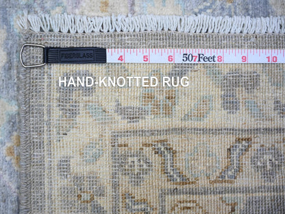 Blue 2'7" x 9'6" Oushak And Peshawar Hand knotted Wool Rug - Sku: O074135