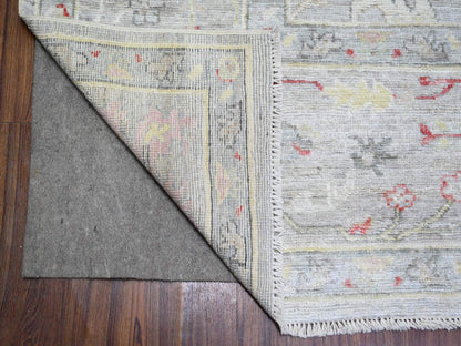 Blue 9'10" x 9'8" Oushak And Peshawar Hand knotted Wool Rug - Sku: O074172