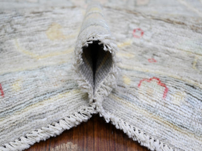 Blue 9'10" x 9'8" Oushak And Peshawar Hand knotted Wool Rug - Sku: O074172