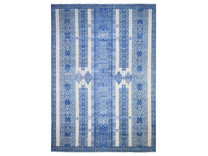 Blue 9'8" x 13'5" Oushak And Peshawar Hand knotted Wool Rug - Sku: O074181