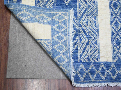 Blue 9'8" x 13'5" Oushak And Peshawar Hand knotted Wool Rug - Sku: O074181