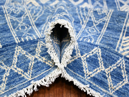 Blue 9'8" x 13'5" Oushak And Peshawar Hand knotted Wool Rug - Sku: O074181