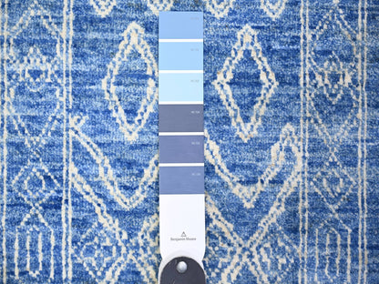 Blue 9'8" x 13'5" Oushak And Peshawar Hand knotted Wool Rug - Sku: O074181