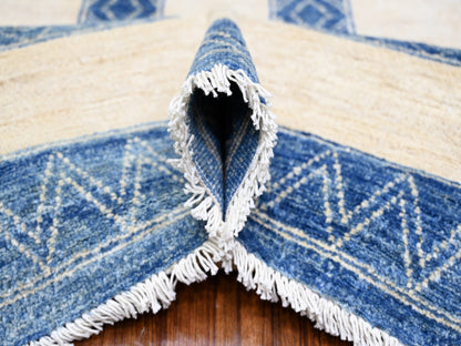 Blue 9'1" x 11'8" Oushak And Peshawar Hand knotted Wool Rug - Sku: O074185