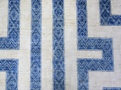 Blue 9'1" x 11'8" Oushak And Peshawar Hand knotted Wool Rug - Sku: O074185