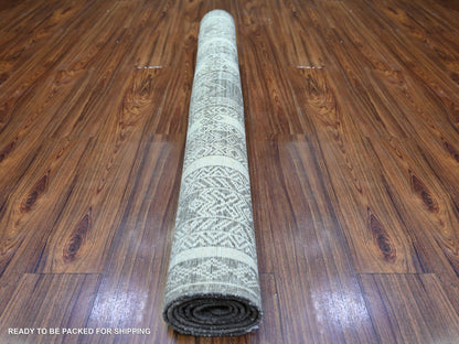 Brown 4'0" x 5'9" Oushak / Peshawar Hand knotted Wool Rug - Sku: O074187