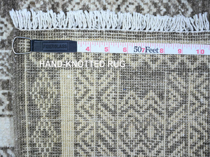 Brown 4'0" x 5'9" Oushak / Peshawar Hand knotted Wool Rug - Sku: O074187