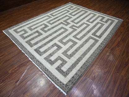 Brown 8'1" x 9'9" Oushak / Peshawar Hand knotted Wool Rug - Sku: O074188