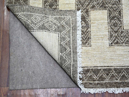 Brown 8'1" x 9'9" Oushak / Peshawar Hand knotted Wool Rug - Sku: O074188